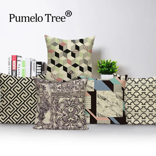 Geometric Cushions Cover Lattice Home Decorative Pillow Covers Print Cushion Covers 45X45Cm Simple Sofa Bed Pillows Cases Kissen