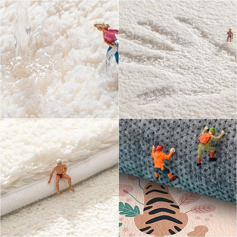 Fluffy Soft Bedroom Bedside Rugs Nordic Flowers Carpet for Kids Room Bathroom Living Room Non-Slip Home Decor Long Floor Mat