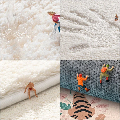 Fluffy Soft Bedroom Bedside Rugs Nordic Flowers Carpet for Kids Room Bathroom Living Room Non-Slip Home Decor Long Floor Mat