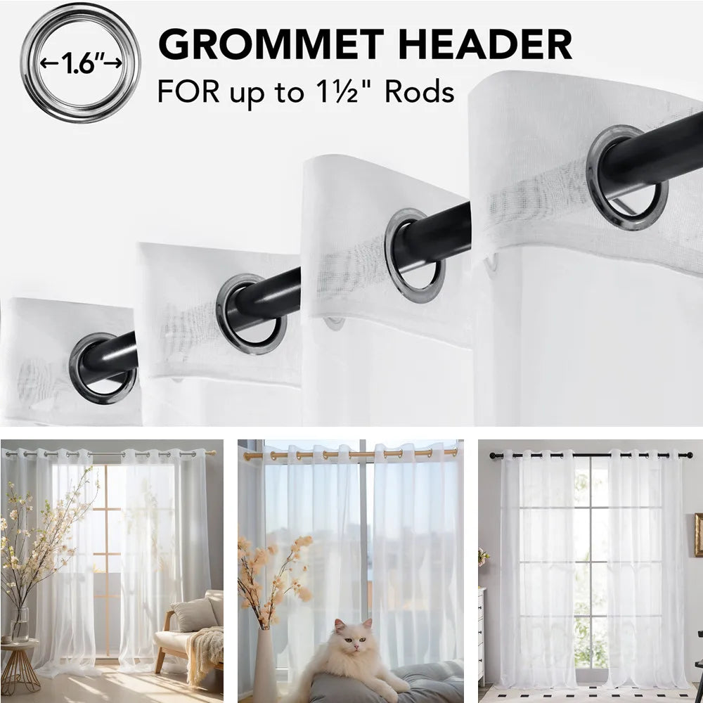 Solide weiße transparente Vorhang - Gardinen für Wohnzimmer und Schlafzimmer