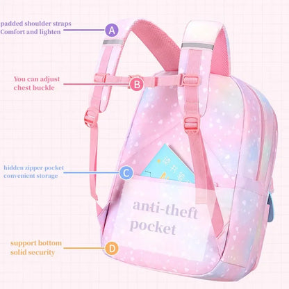 Kühlschrank Stil Schult asche Regenbogen Farbverlauf wasserdichten Rucksack für Grundschüler leichten Rucksack für Mädchen
