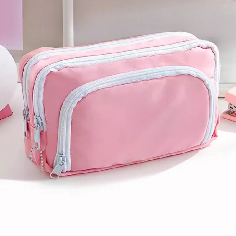 Mädchen große Kapazität ästhetische Bleistift Tasche Schule Fall Stift halter niedlichen Briefpapier einfachen Stil Reiß verschluss Bleistift beutel Schul bedarf