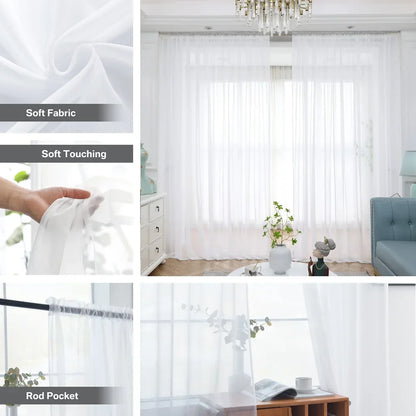 Weiß transparent Vorhang - Gardinen für Wohnzimmer und Schlafzimmer
