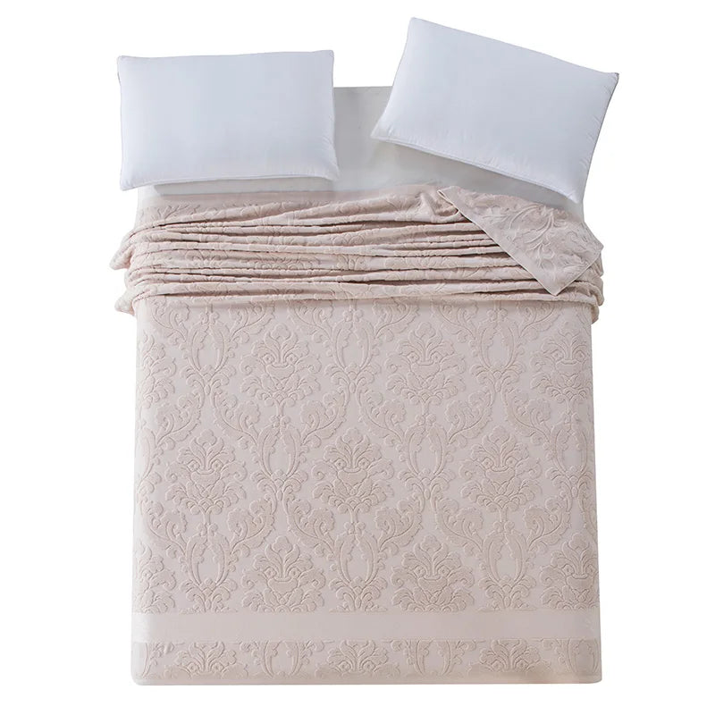 Summer Blankets For Beds Soft Warm 100% Cotton Single Double Size Solid Jacquard Summer Quilts Bedspread Towel Blankets