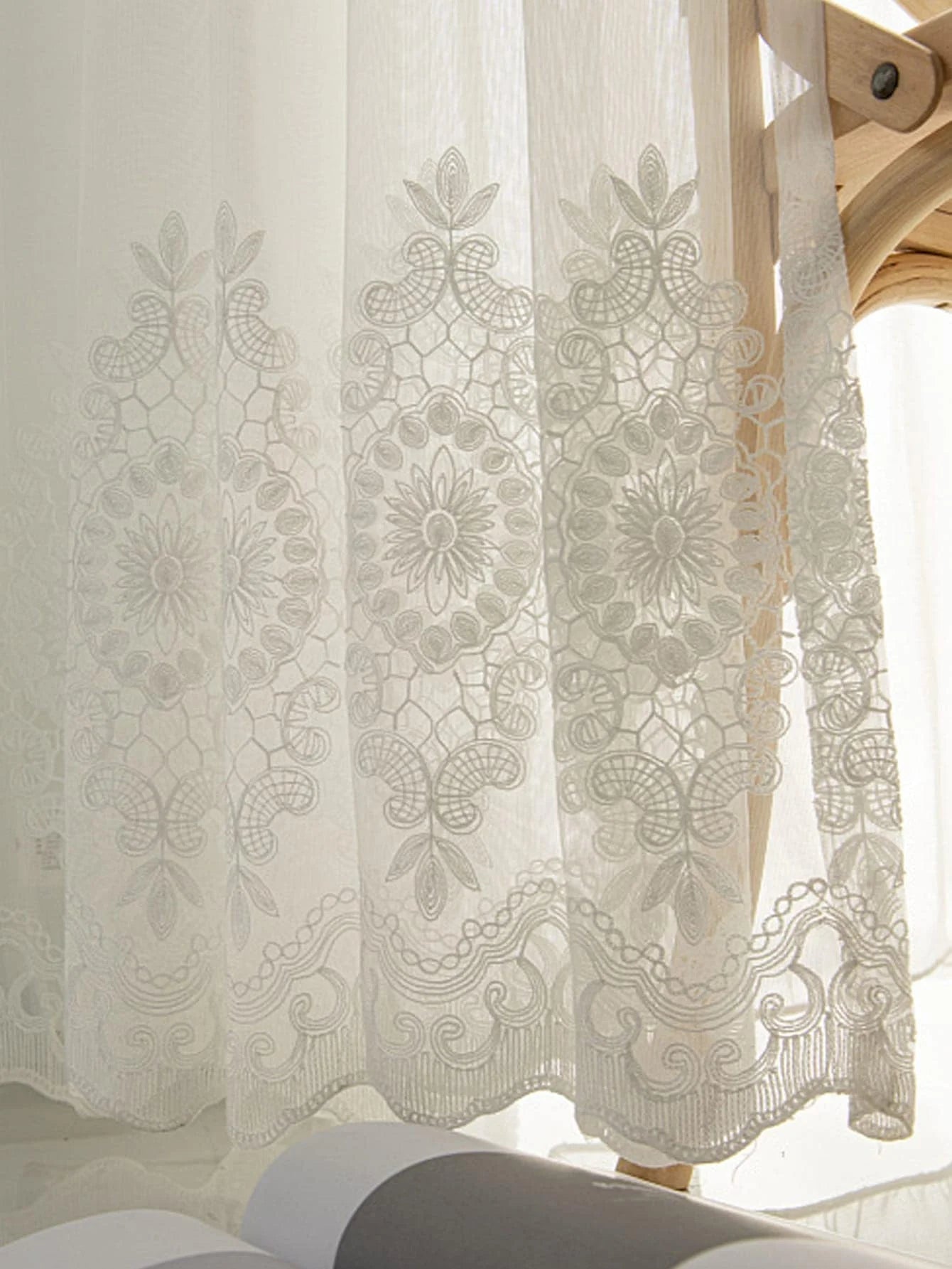 Weiß transparent Vorhang Motiv Blumen - Gardinen für Wohnzimmer und Schlafzimmer