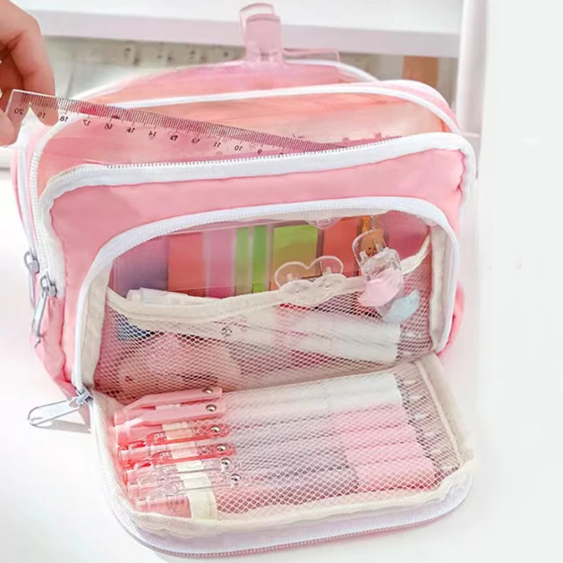 Mädchen große Kapazität ästhetische Bleistift Tasche Schule Fall Stift halter niedlichen Briefpapier einfachen Stil Reiß verschluss Bleistift beutel Schul bedarf