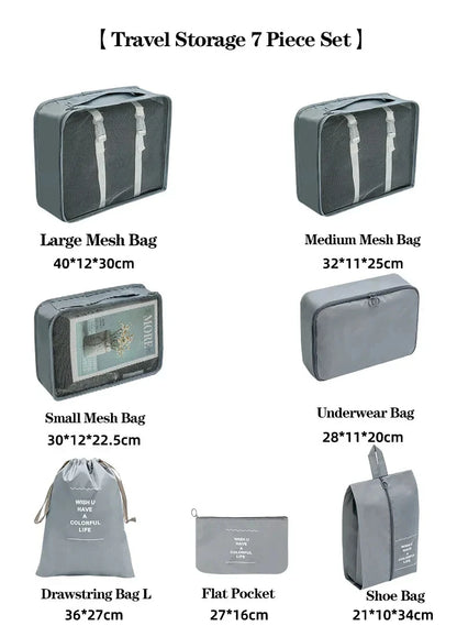 7-teiliges Set Gepäckorganisator Tasche - Organizer-Set für Gepäck
