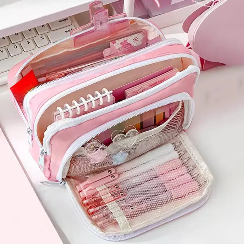 Mädchen große Kapazität ästhetische Bleistift Tasche Schule Fall Stift halter niedlichen Briefpapier einfachen Stil Reiß verschluss Bleistift beutel Schul bedarf